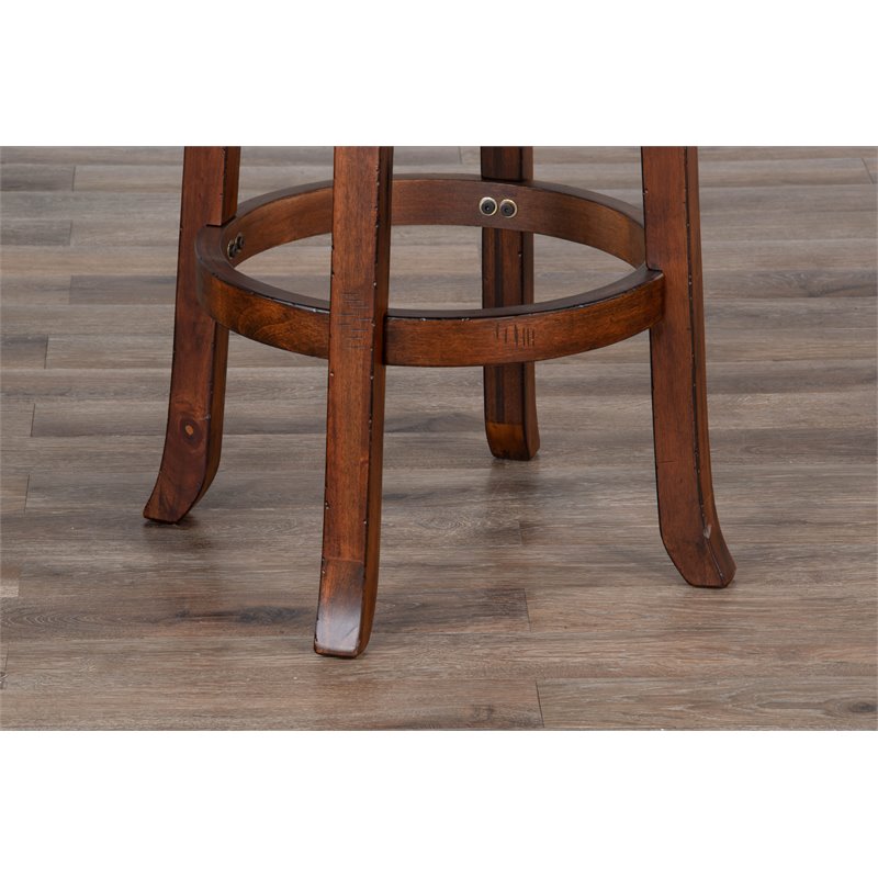 Pemberly Row Home Bar and Swivel Bar Stools in Vintage Mocha 3 Piece Set