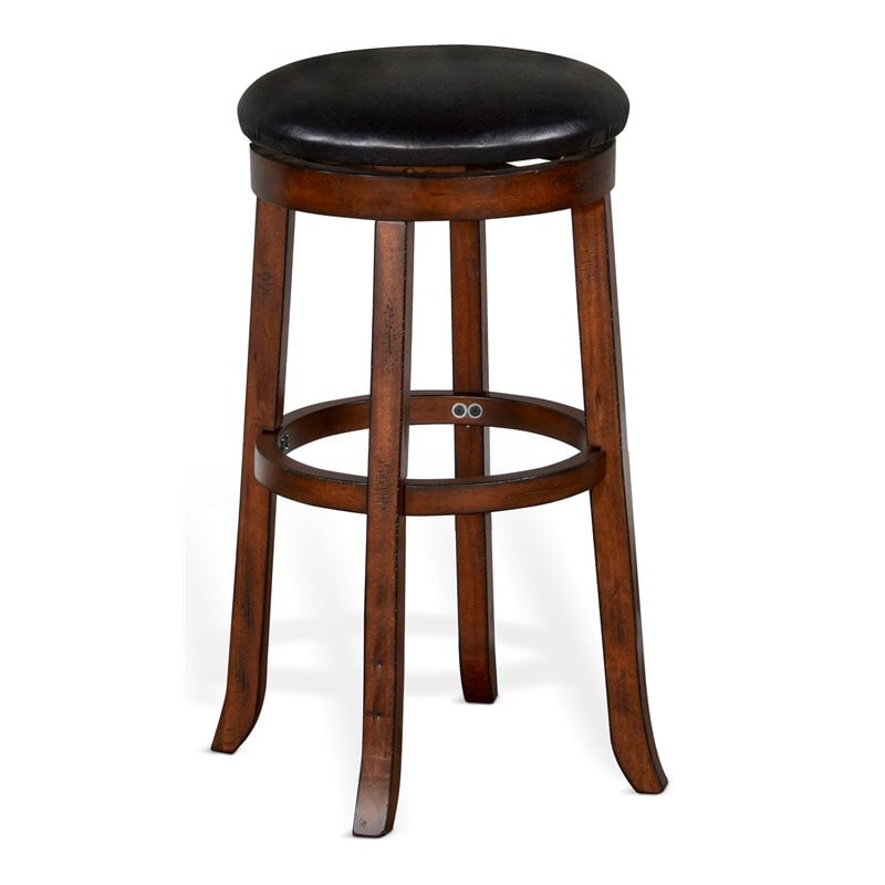 Pemberly Row Home Bar and Swivel Bar Stools in Vintage Mocha 3 Piece Set