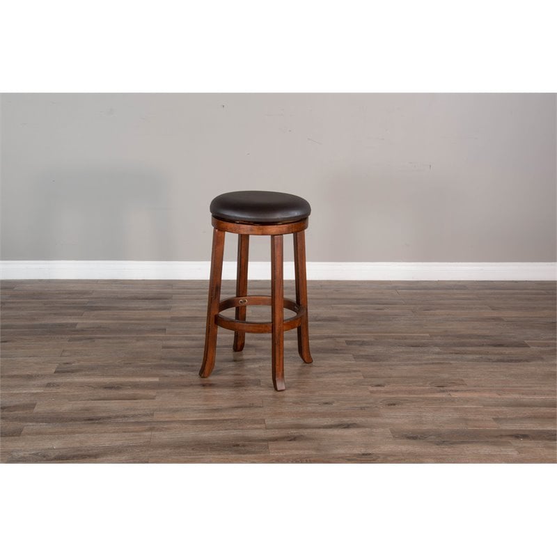 Pemberly Row Home Bar and Swivel Bar Stools in Vintage Mocha 3 Piece Set