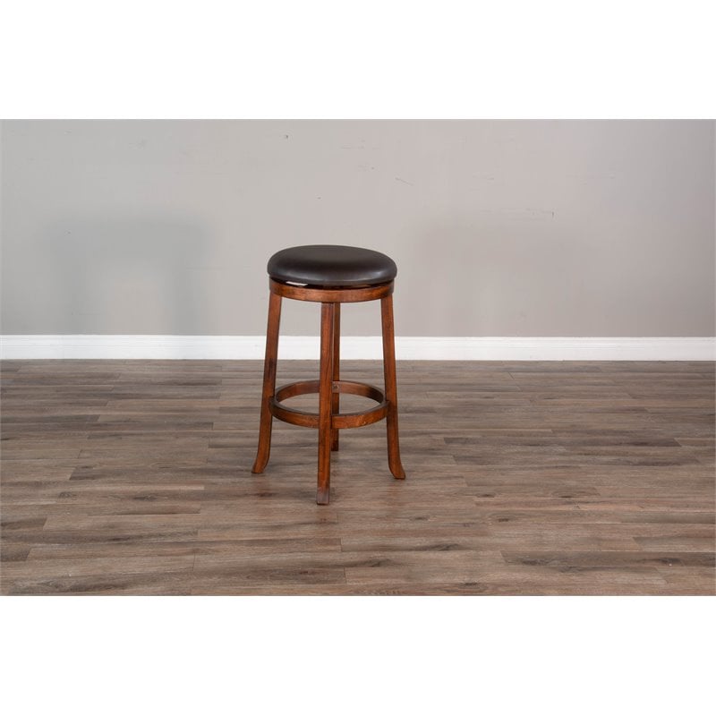 Pemberly Row Home Bar and Swivel Bar Stools in Vintage Mocha 3 Piece Set