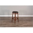 Pemberly Row Home Bar and Swivel Bar Stools in Vintage Mocha 3 Piece Set