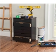 Pemberly Row Transitional Six Drawer Wood Rolling Storage Cart in Black