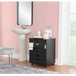 Pemberly Row Transitional Six Drawer Wood Rolling Storage Cart in Black