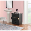 Pemberly Row Transitional Six Drawer Wood Rolling Storage Cart in Black
