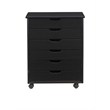 Pemberly Row Transitional Six Drawer Wood Rolling Storage Cart in Black
