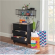 Pemberly Row Transitional Six Drawer Wood Rolling Storage Cart in Black