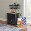 Pemberly Row Transitional Six Drawer Wood Rolling Storage Cart in Black