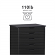 Pemberly Row Transitional Six Drawer Wood Rolling Storage Cart in Black