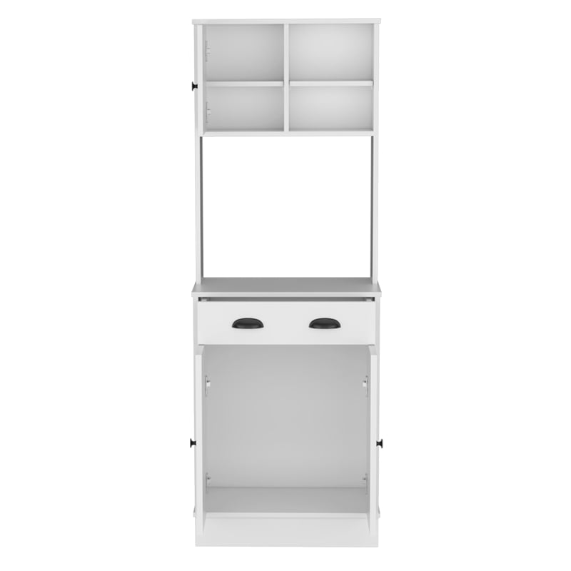 Pemberly Row Modern 3-Door Engineered Wood Pantry Cabinet in White