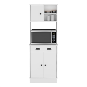 Pemberly Row Modern 3-Door Engineered Wood Pantry Cabinet in White