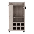 Pemberly Row Engineered Wood Bar Cart with 6 Built-in Wine Rack in Gray