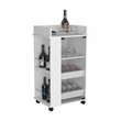 Pemberly Row Engineered Wood Bar Cart with 2-Side Shelves in White