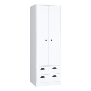 pemberly row engineered wood armoire with 2-drawers & 2-doors in white