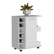 Pemberly Row Engineered Wood Bar Cart with 2-Open Side Shelves in White