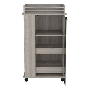 Pemberly Row Modern Engineered Wood Bar Cart with 2-Side Shelves in Gray