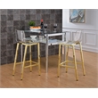Pemberly Row Plastic Bar Stool Chair Set of 2 in Gold - Square Seat & Footrest