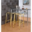 Pemberly Row Plastic Bar Stool Chair Set of 2 in Gold - Square Seat & Footrest