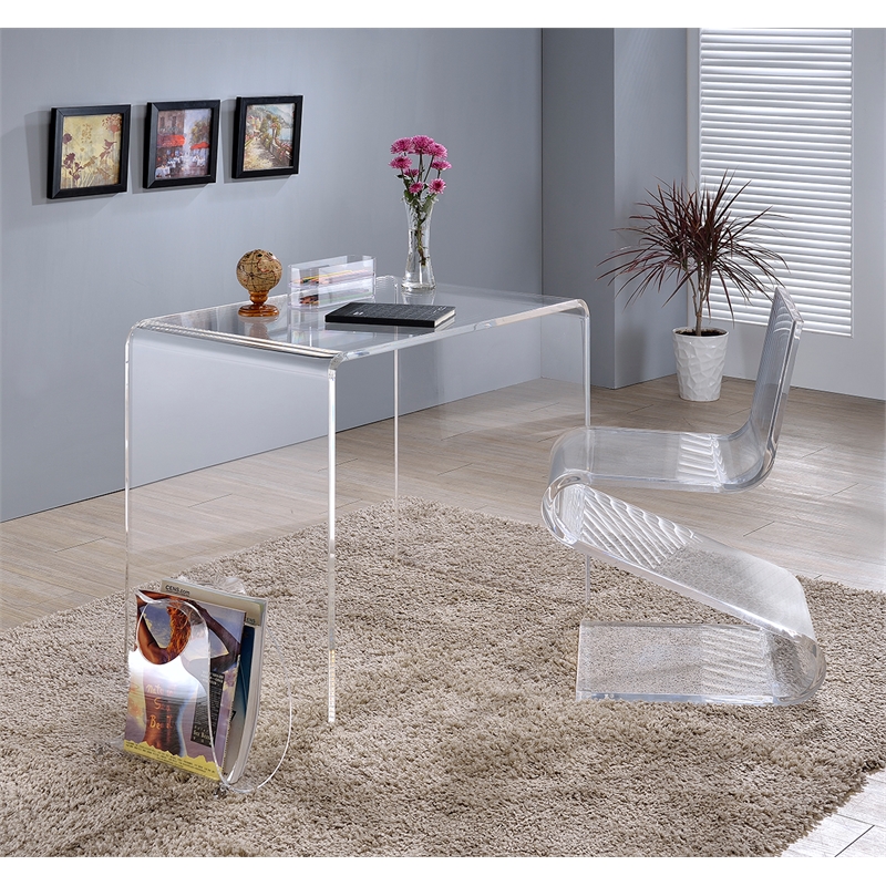 Pemberly Row Pure Decor Lucite and Acrylic Student Desk in Clear