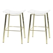 Pemberly Row Plastic Bar Stool Chair Set of 2 in Clear - Saddle Seat & Footrest