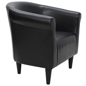 Pemberly Row Traditional Faux Leather Club Chair in Black Finish