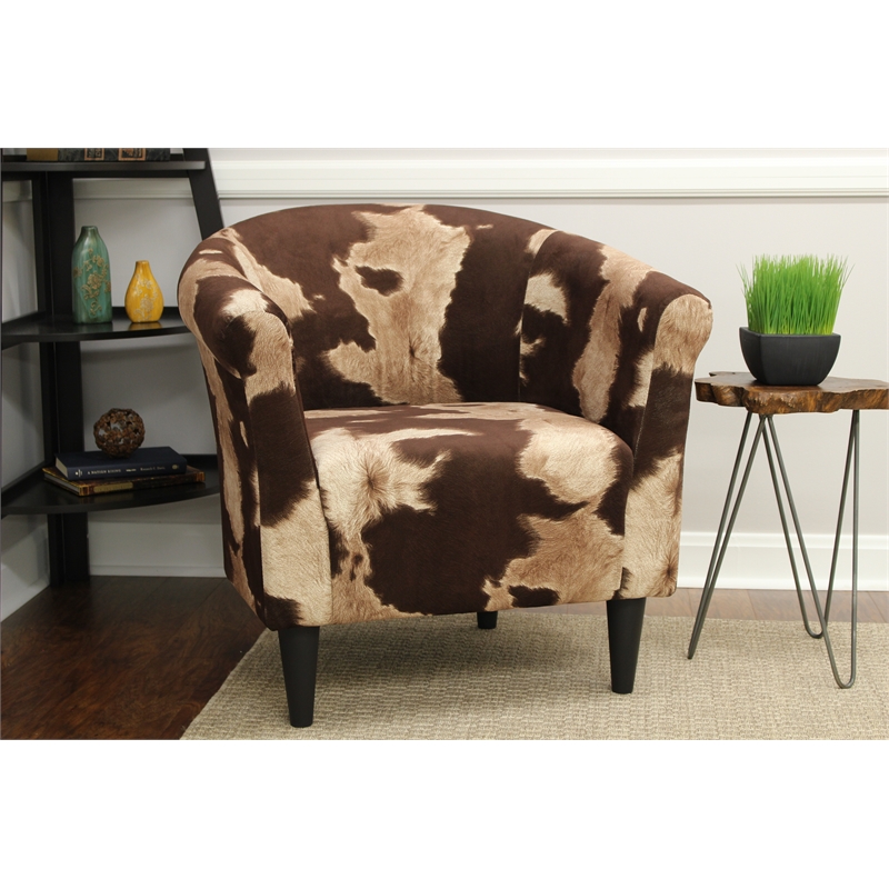Pemberly Row Traditional Fabric & EPS Club Chair in Brown Finish