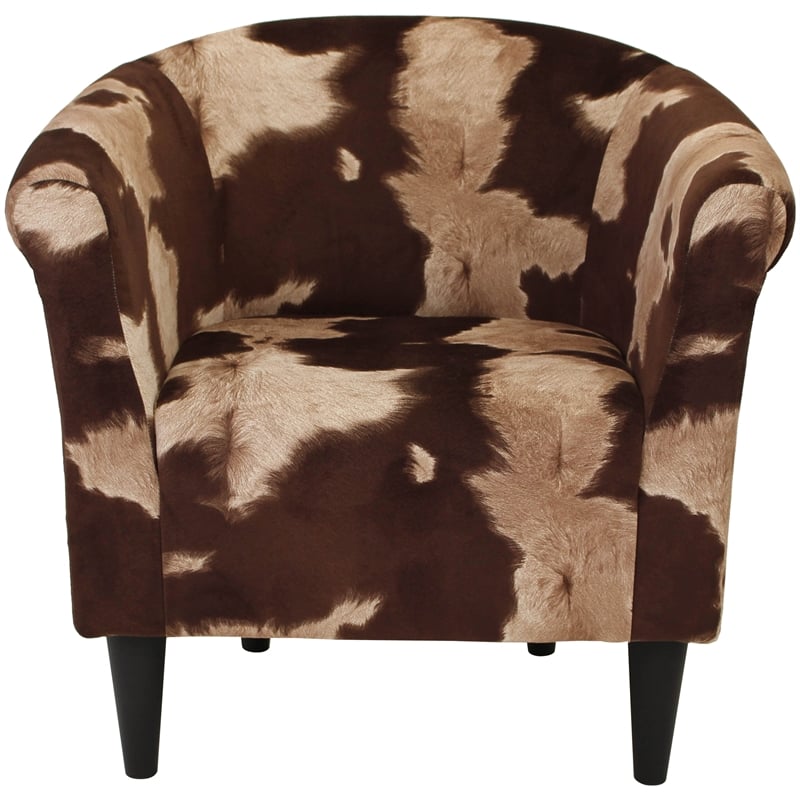 Pemberly Row Traditional Fabric & EPS Club Chair in Brown Finish