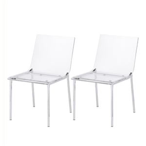 Pemberly Row Pure Decor 17.5&quot Acrylic Metal Dining Chair - Chrome (Set of 2)
