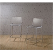 Pemberly Row Plastic Bar Stool Chair Set of 2 in Chrome - Square Seat & Footrest