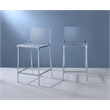 Pemberly Row Plastic Bar Stool Chair Set of 2 in Chrome - Square Seat & Footrest