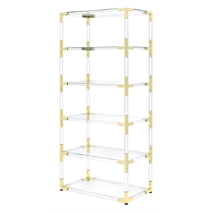 Pemberly Row Pure Decor Lucite Acrylic Bookcase with 6 Shelf in Clear