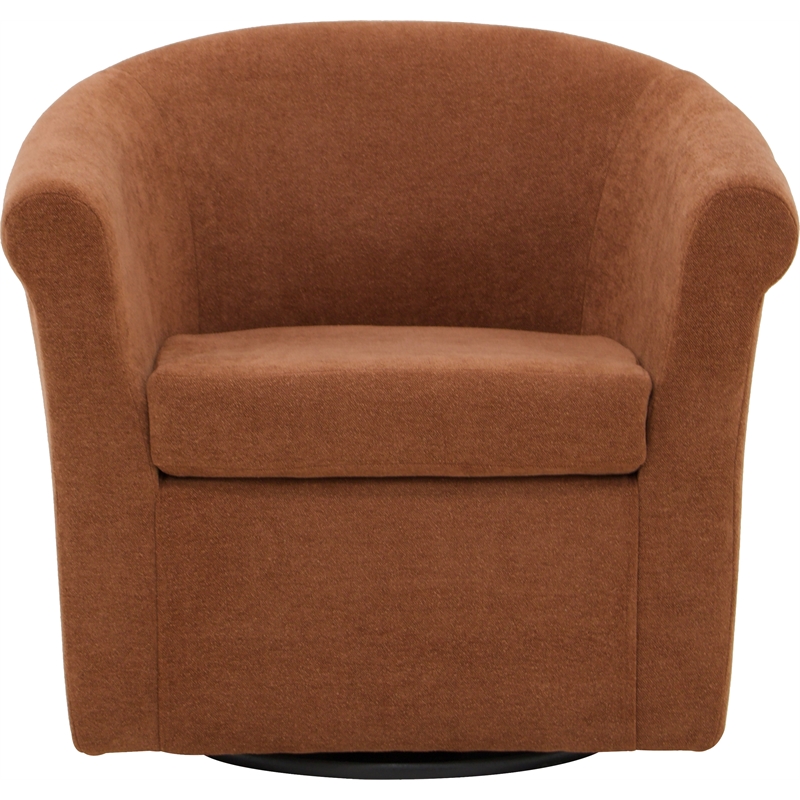 Pemberly Row Traditional Polyester Fabric Club Chair in Orange