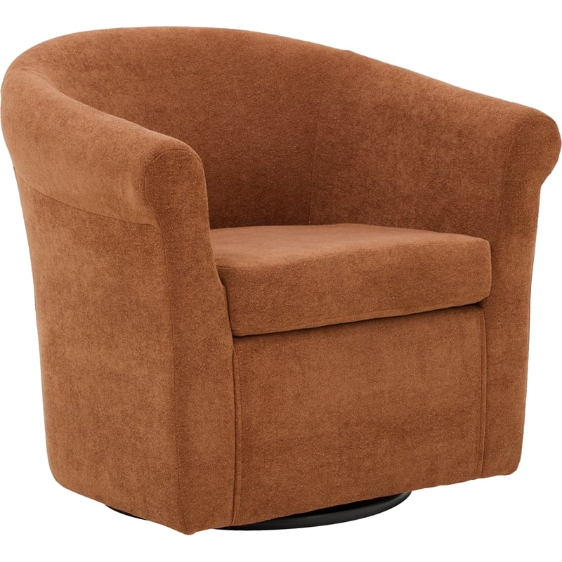 Pemberly Row Traditional Polyester Fabric Club Chair in Orange