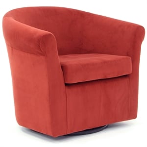 Pemberly Row 19&quotH Polyester Fabric Swivel Club Chair in Red Finish