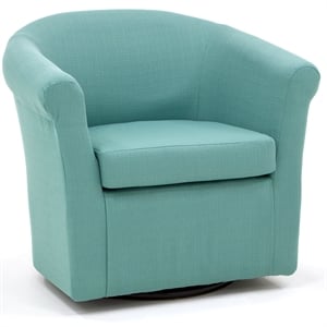 Pemberly Row 19&quotH Polyester Fabric Swivel Club Chair in Blue