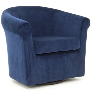 Pemberly Row 19&quotH Polyester Fabric Swivel Club Chair in Blue