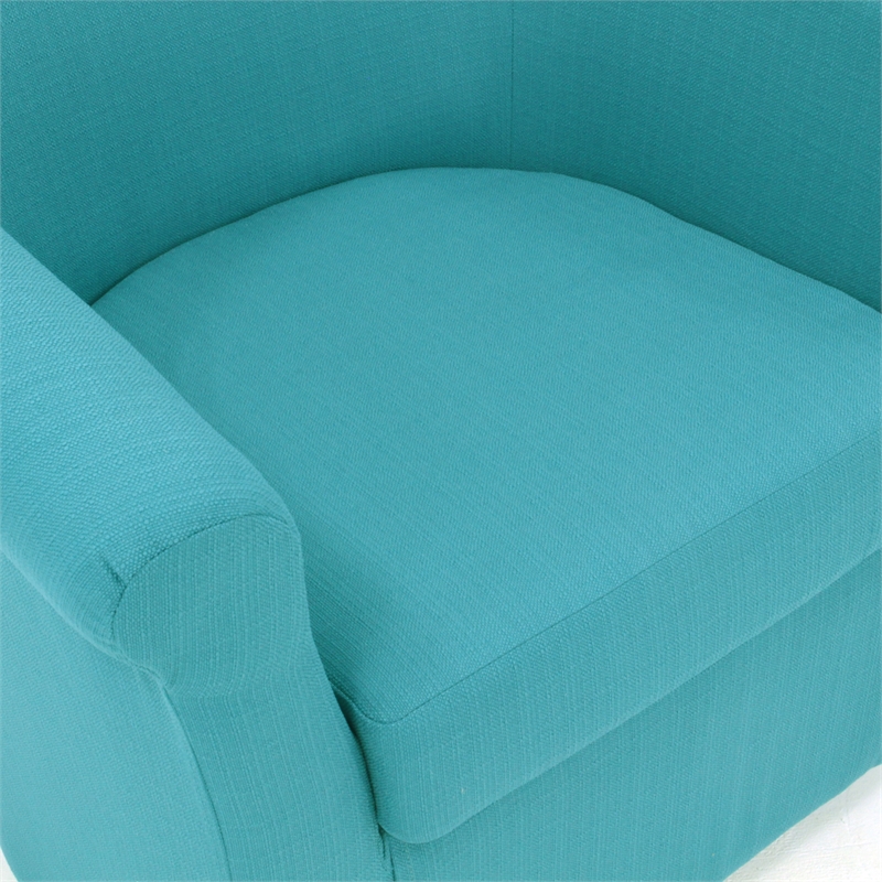 Pemberly Row Polyester Fabric Swivel Club Chair in Carribean Blue