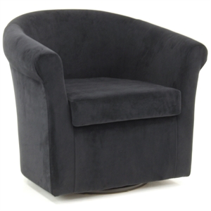 Pemberly Row 19&quotH Polyester Fabric Swivel Club Chair in Black