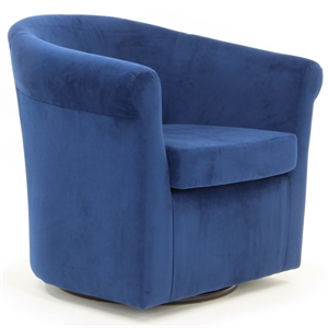 Pemberly Row 19&quotH Polyester Fabric Swivel Club Chair in Blue