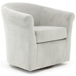 Pemberly Row 19&quotH Polyester Fabric Swivel Club Chair in White