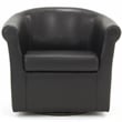 Pemberly Row Traditional Faux Leather Swivel Club Chair in Black