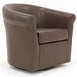 Pemberly Row Traditional Faux Leather Swivel Club Chair in Brown