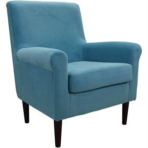 Pemberly Row 17.5&quotH Fabric Rolled Arm Lounge Chair in Teal Blue