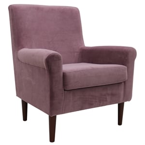 Pemberly Row 17.5&quotH Fabric Rolled Arm Lounge Chair in Mauve Pink