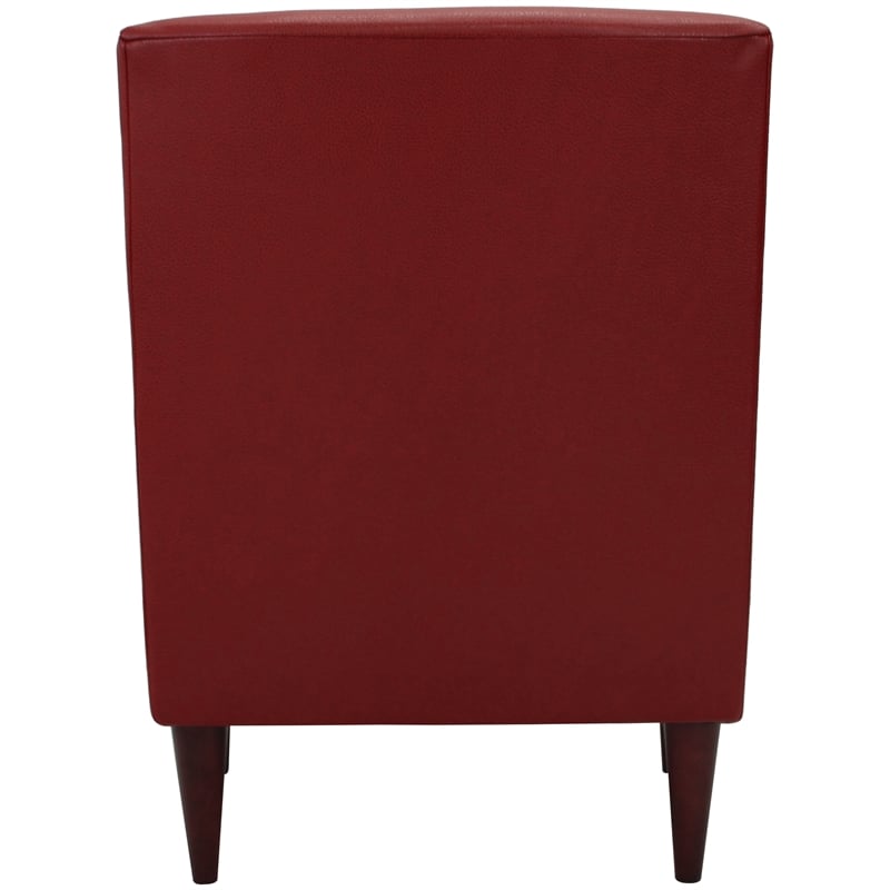 Pemberly Row Traditional Faux Leather Arm Chair in Red Finish