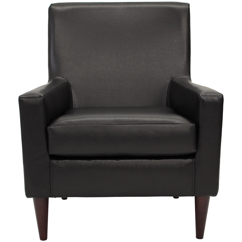 Pemberly Row Traditional Faux Leather Arm Chair in Black Finish