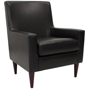 Pemberly Row Traditional Faux Leather Arm Chair in Black Finish