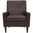 Pemberly Row Traditional Faux Leather Arm Chair in Dark Brown