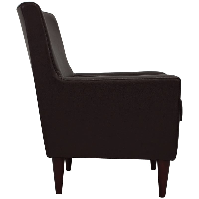 Pemberly Row Traditional Faux Leather Arm Chair in Dark Brown