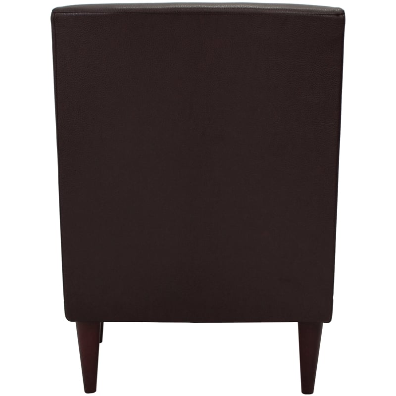 Pemberly Row Traditional Faux Leather Arm Chair in Dark Brown