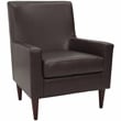 Pemberly Row Traditional Faux Leather Arm Chair in Dark Brown